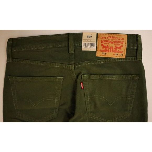 Levi's 511 Men's Sz 30x32 Green Stretch Slim Fit Straight Jeans $70 - Picture 4 of 7